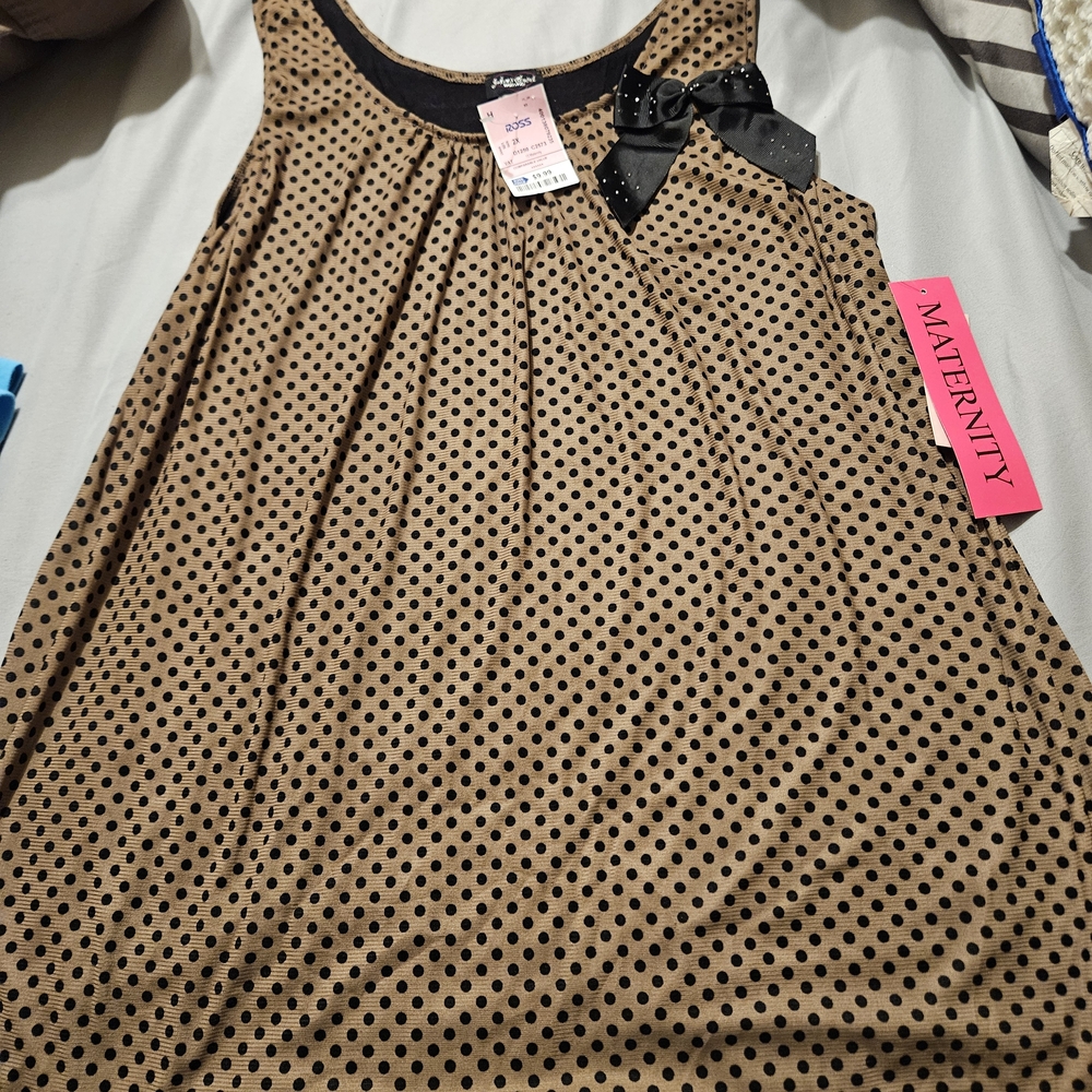 Julie's Closet Tan and Black Polka Dot Tank Top